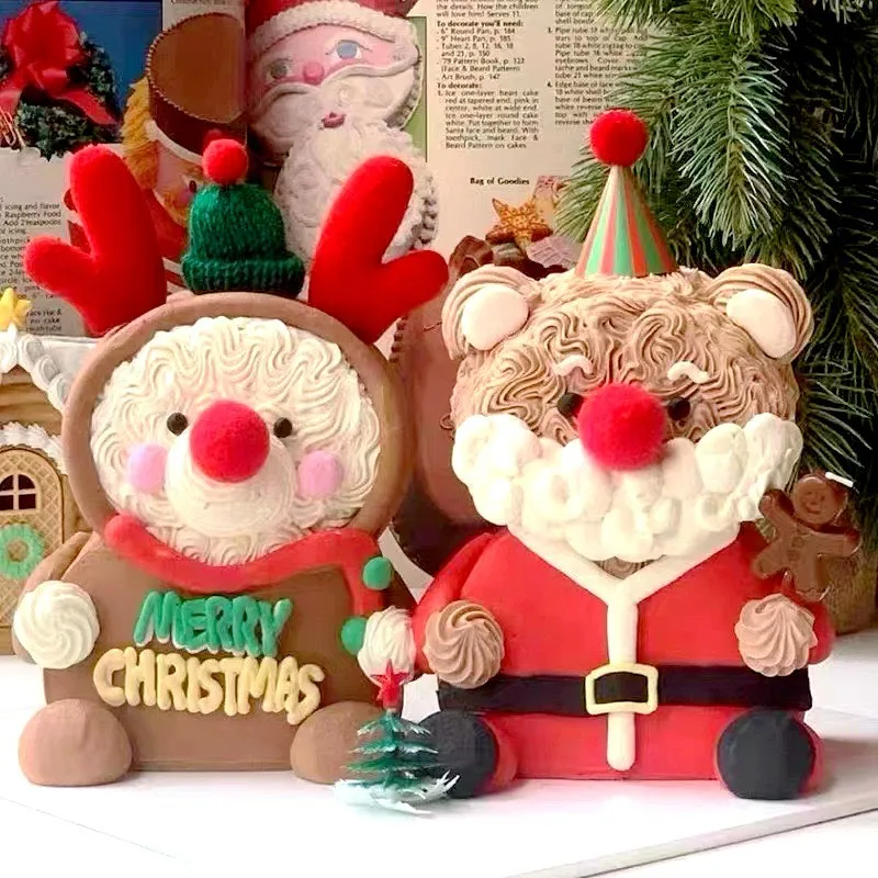 Christmas bear Merry Christmas stuffed elk antler Christmas baking cake decoration suppliers