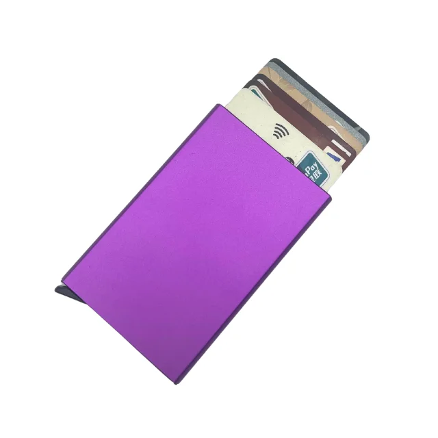 New Trend Personalised Minimalist Wallet Aluminum Metal Credit Card Holder Mens Slim Rfid Block Pop Up Wallet For Gifts