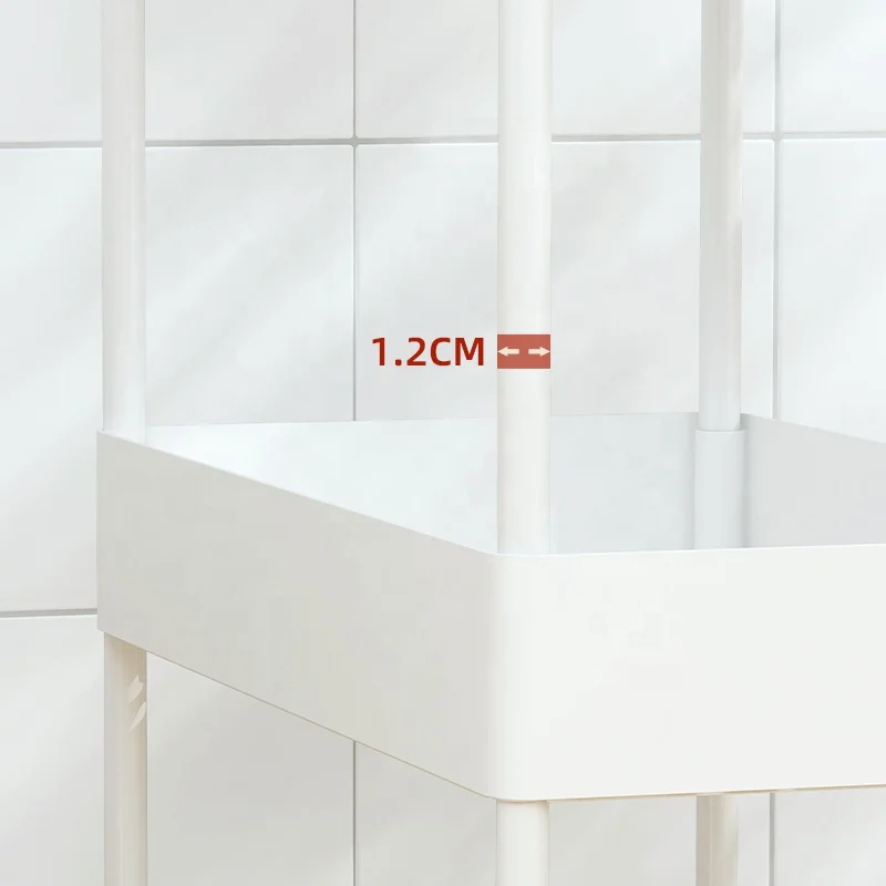 Narrow 4 tier flooring standing holders mobile island storage cart kitchen trolley with wheel