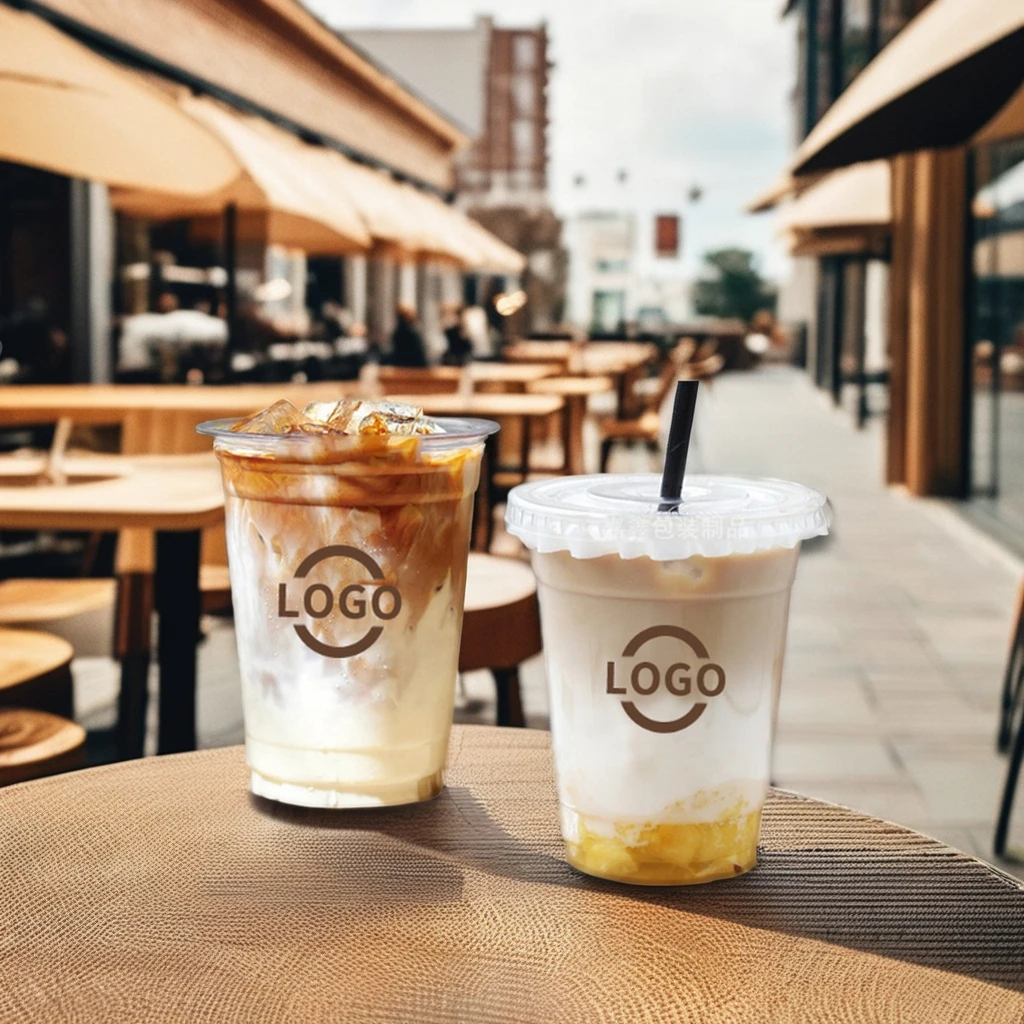 AT PACK Custom LOGO Wholesale Branded 8 10 12 14 16 32oz PLA Disposable Cold Drinks Coffee Clear PET Plastic Cups With Lid