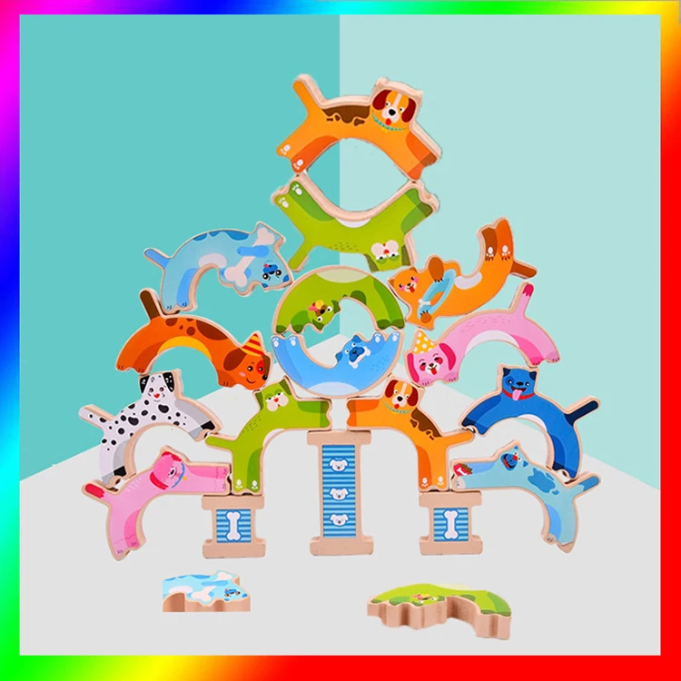 New style one-piece OEM/ODM blokken Holiday Gift Puppy Hercules Board Game Balance Building Blocks Adult Unzip Wooden Toys
