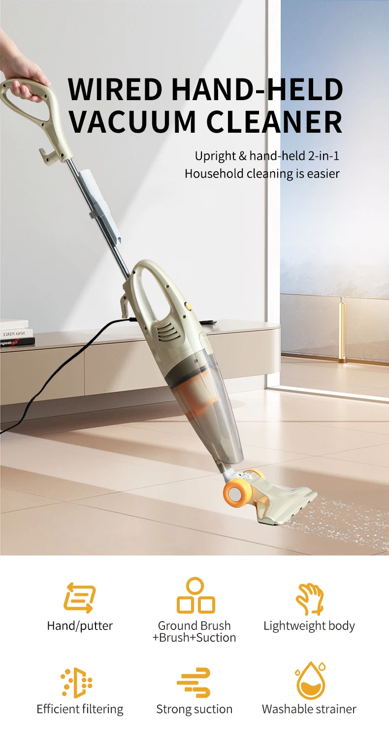 Hot Sale 400W Handheld Upright Vacuum Cleaner Dry Function Bagless for Home & Hotel Use with OEM & US/UK Plug Options