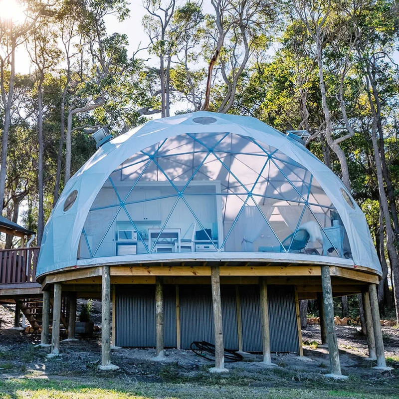 6m Outdoor Hotel Luxury Glamping Geodesic Dome Clear PVC Igloo Tent House With Bathroom