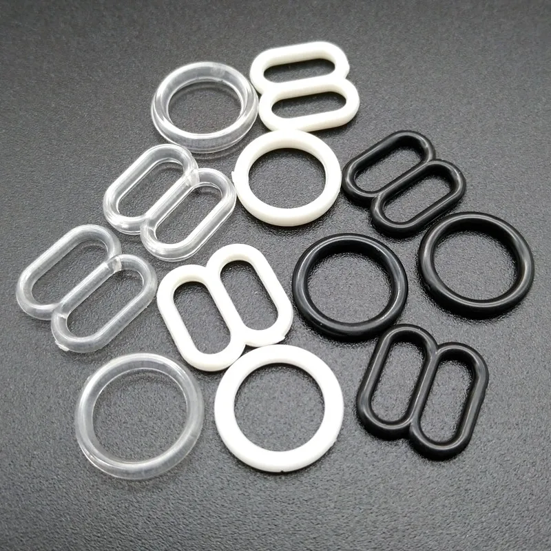 8mm White bra strap adjuster,  plastic ring and slider bra accessories