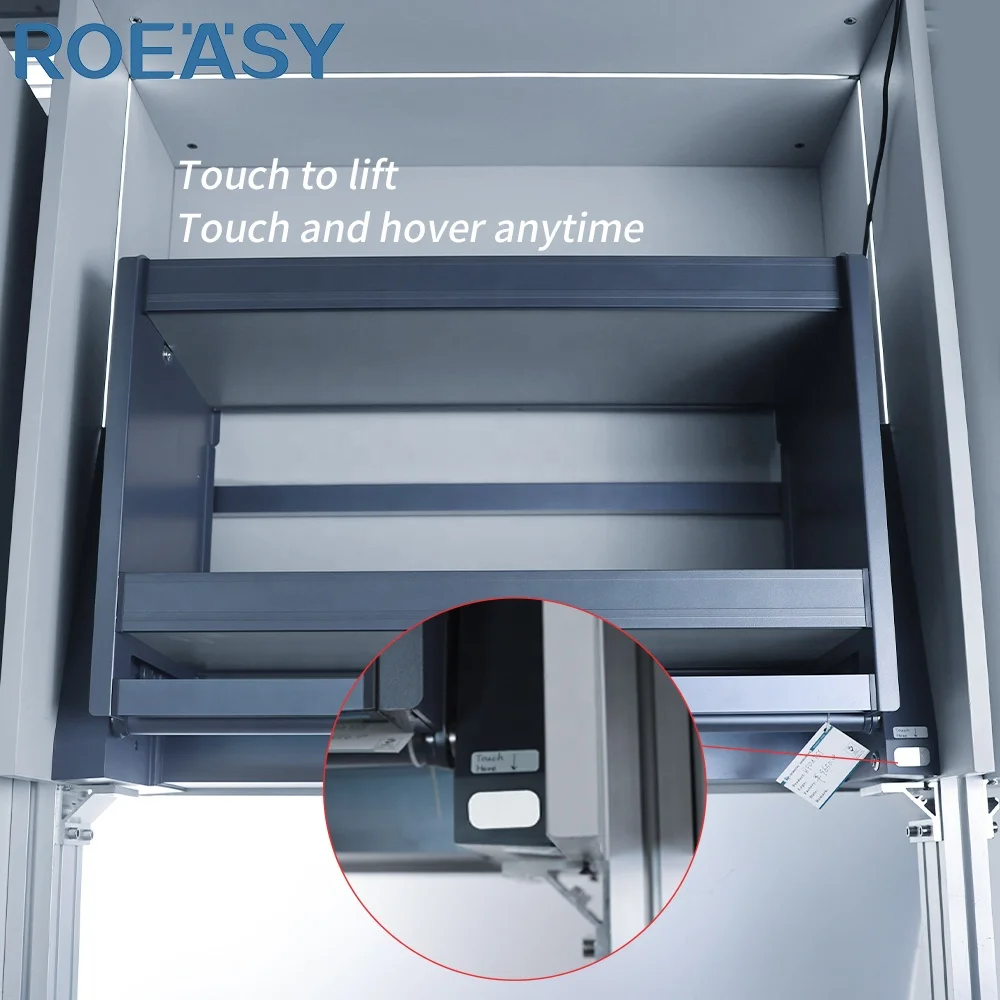 ROEASY intelligent smart double layer kitchen cabinets cabinet pull down out wire basket modern kitchen design cabinet