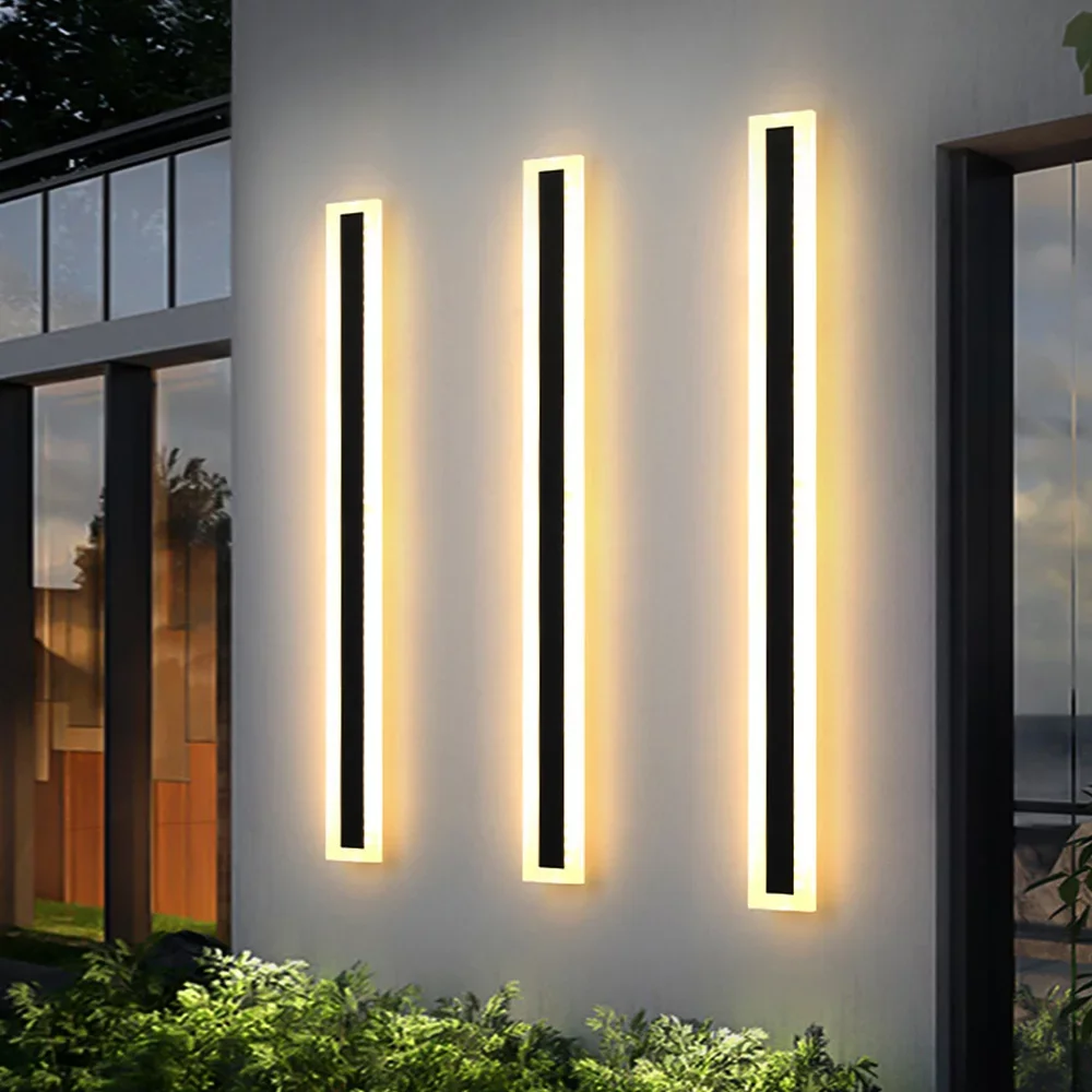 Outdoor Modern Led Wall Lamp Rectangular Black Acrylic Ip65 Rust Proof Led Wall Lamp