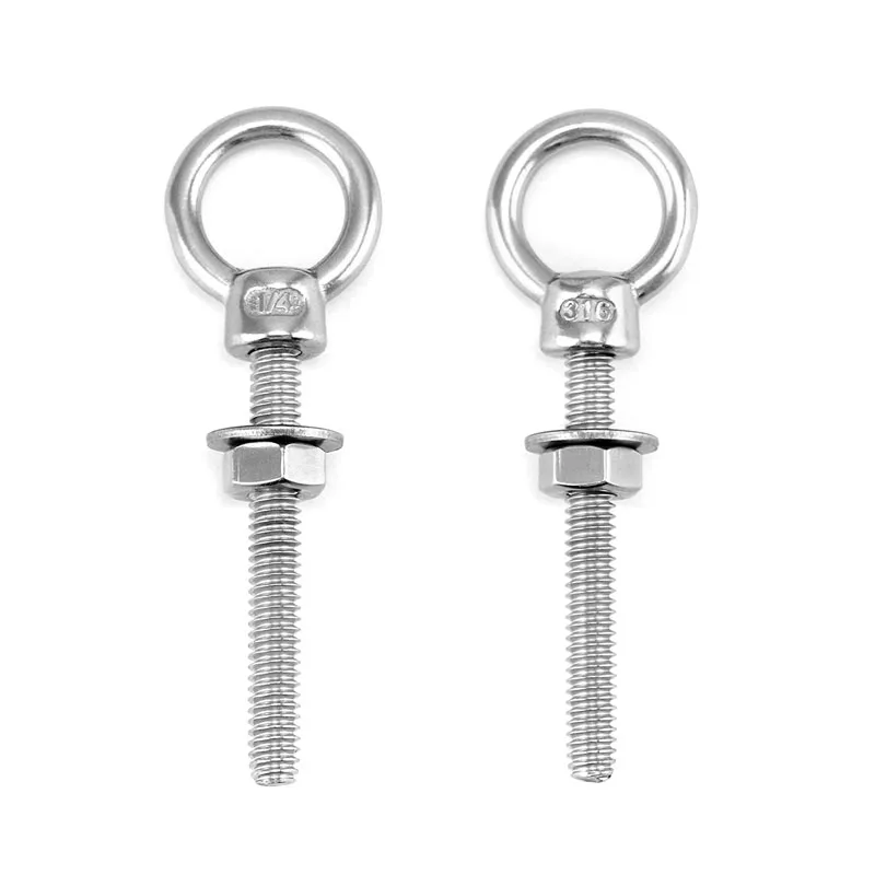 Customized Stainless Steel Rigging Hardware Long Lifting Eye Bolt With Washer And Nut