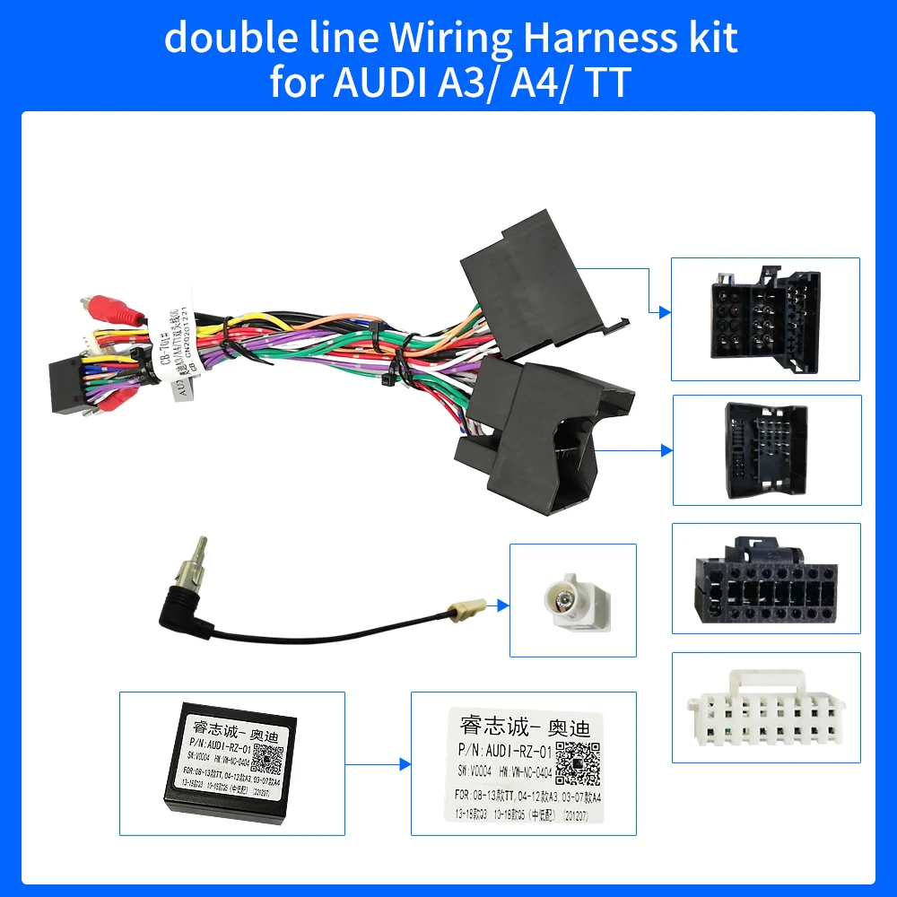 Car Stereo Conversion Plug Wire Harness Adapter For AUDI A3/ A4/ TT ISO CD Radio Wiring Harness Original Head Units Cable