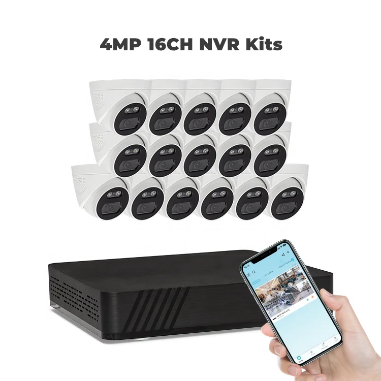Tuya Secured Color Night Outdoor Full Hd Dome Camera Wire Surveil NVR CCTV Kit With 8 Channels 16 Camera