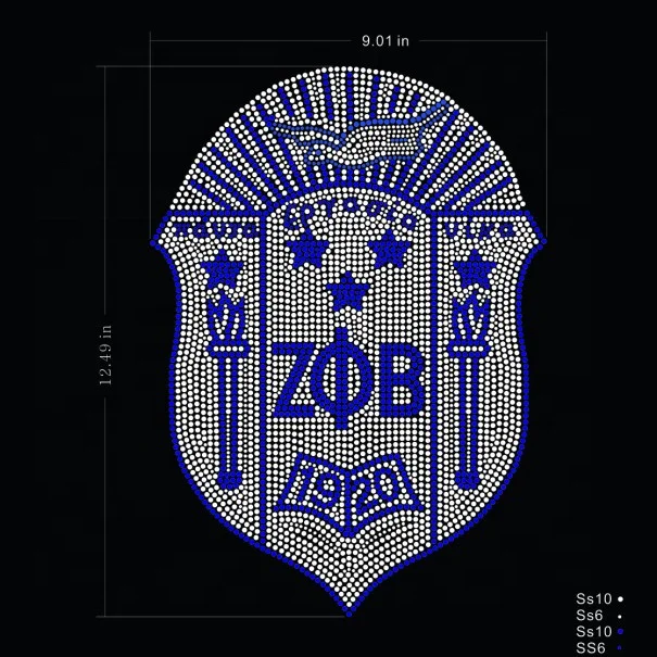 Custom Zeta Phi Beta Sorority Designs Motif Rhinestones Heat Transfer Flatback Style Shoes Garments Bags-Crystal Material Shape