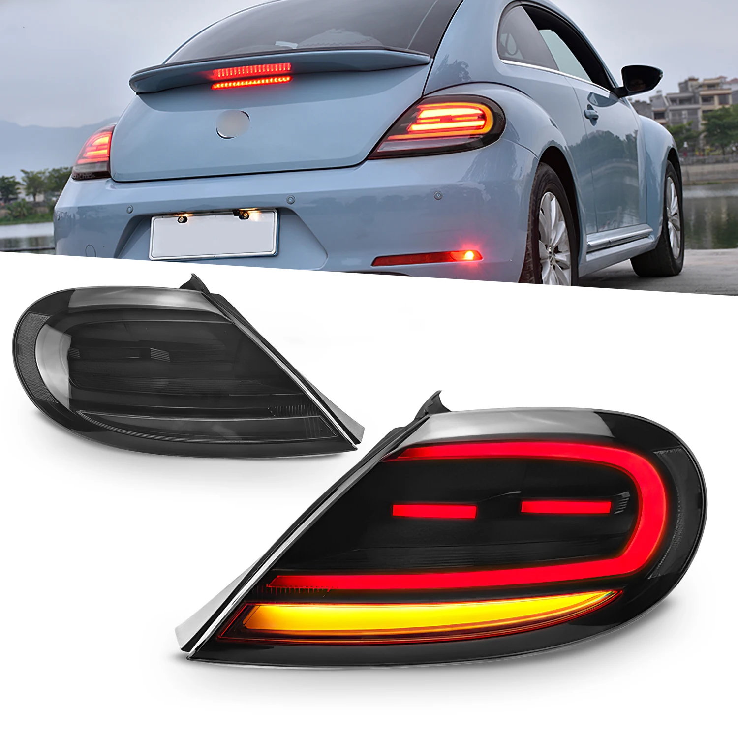 Archaic Car Lamp Sequential Turning Signal With Parking Light Full Led Taillight For VW Beetle 2013-up Rear Lamp