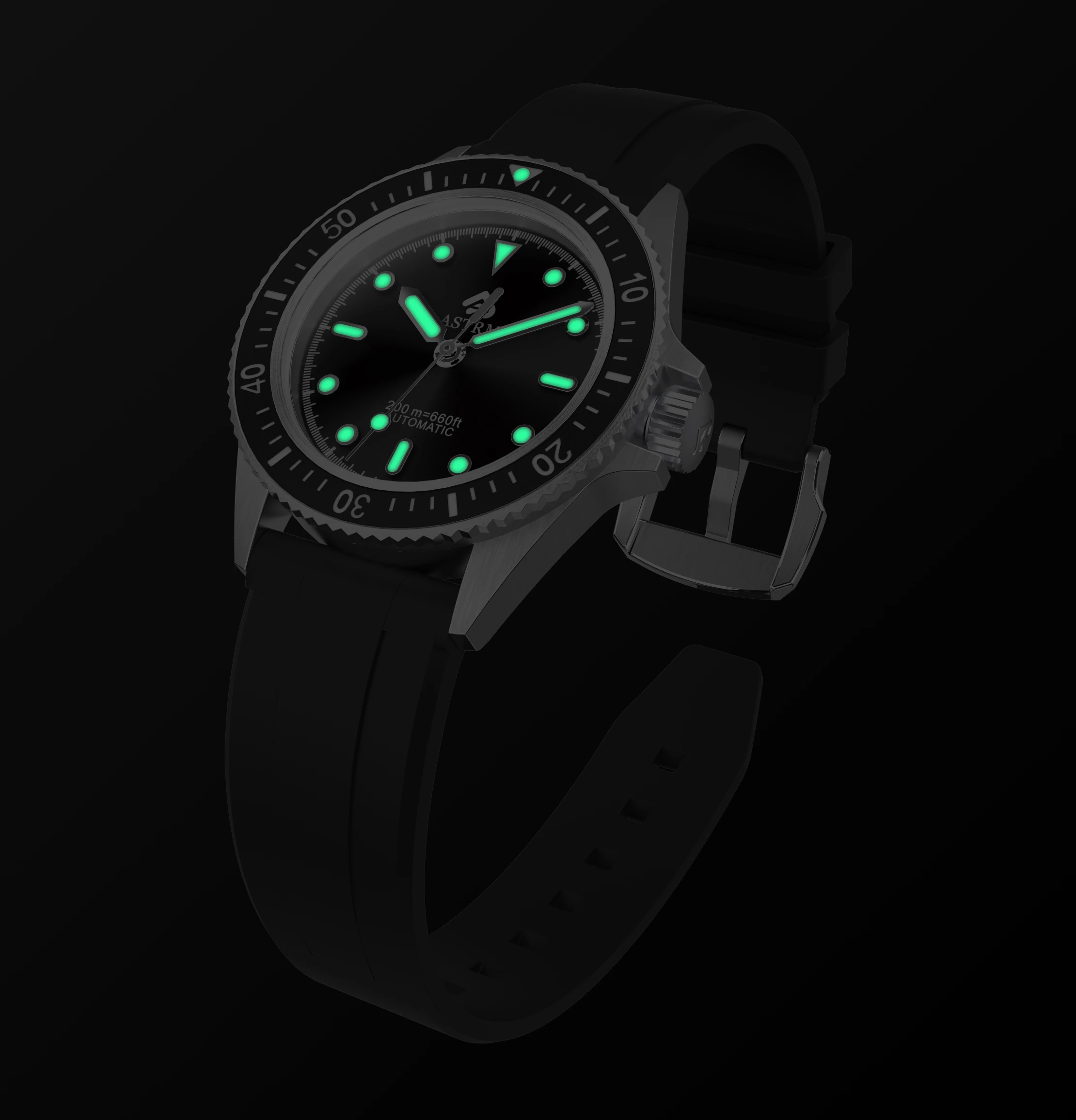 ASTRM Brand NH35 High Quality Strong Luminous Fashion Luxury Silicone Strap 20ATM Waterproof Men Automatic Watch