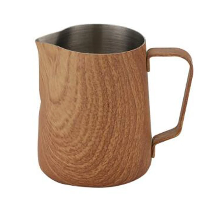 350 ML  Wooden Color Stainless Steel Milk Foam Pitcher Coffee Jug Milk Cup