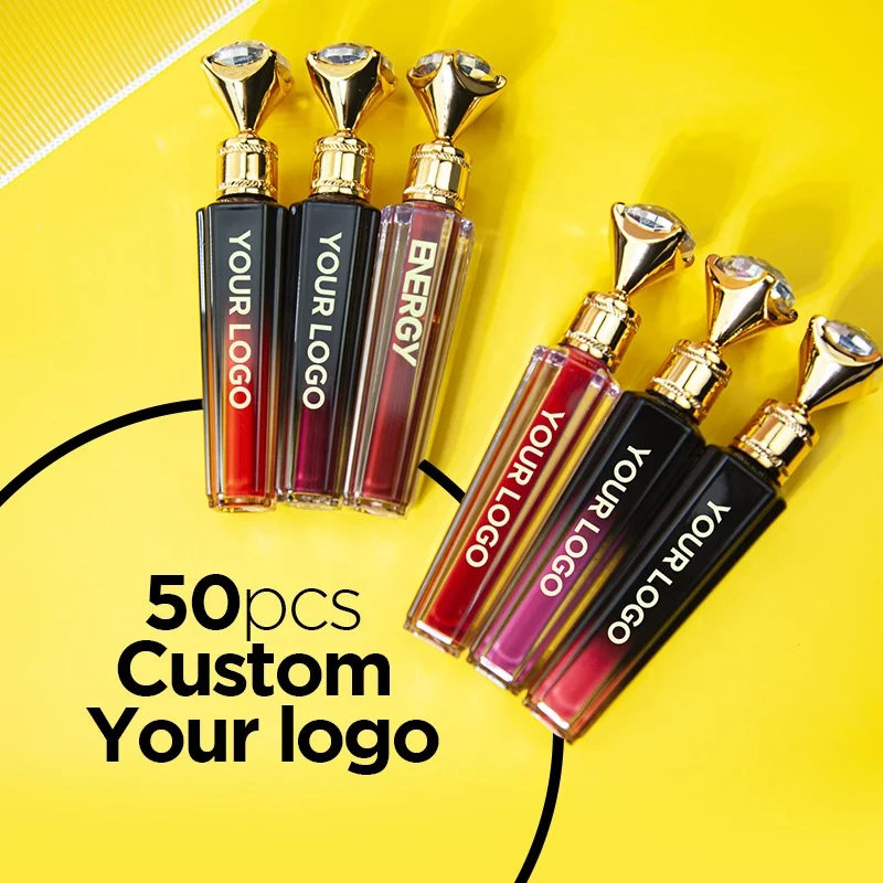 60 цветов матовый блеск для губ на заказ ваш логотип на низком MOQ Нет логотипа блеск для губ водонепроницаемый бесплатный образец макияж матовый блеск для губ