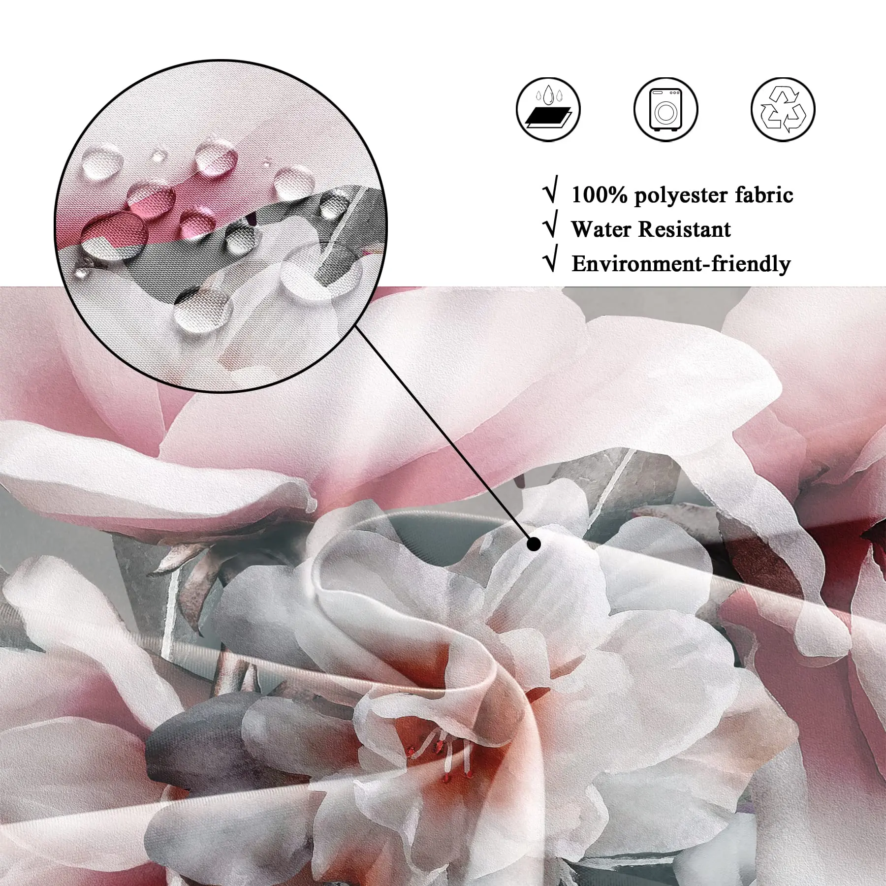 Tropical Green Botanical Bathroom Decor Shower Curtain Nature Plant Waterproof Fabric Shower Curtain