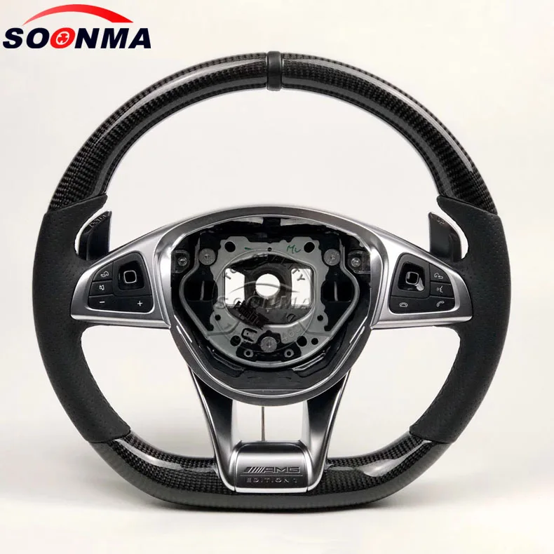 Carbon Fiber Steering Wheel Fit For Amg Mercedes-benz W204 W205 W211 Amg Gle Cla 2018-2020