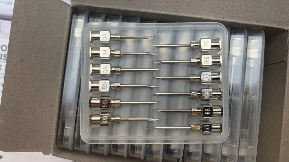 14mm luer lock METAL HUB STAINLESS STEEL HYPODERMIC NEEDLES  FOR VETERINARY USE ONLY