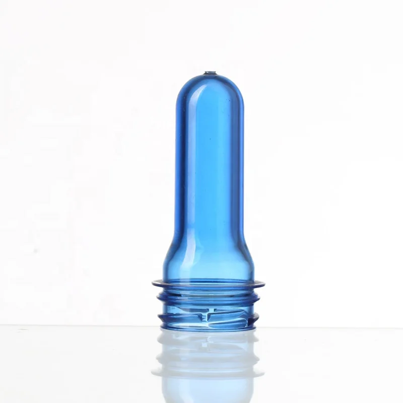 28mm PCO 1881 short neck 300ml 500ml 16g 18g transparent blue mineral water bottle preforms for blowing bottles