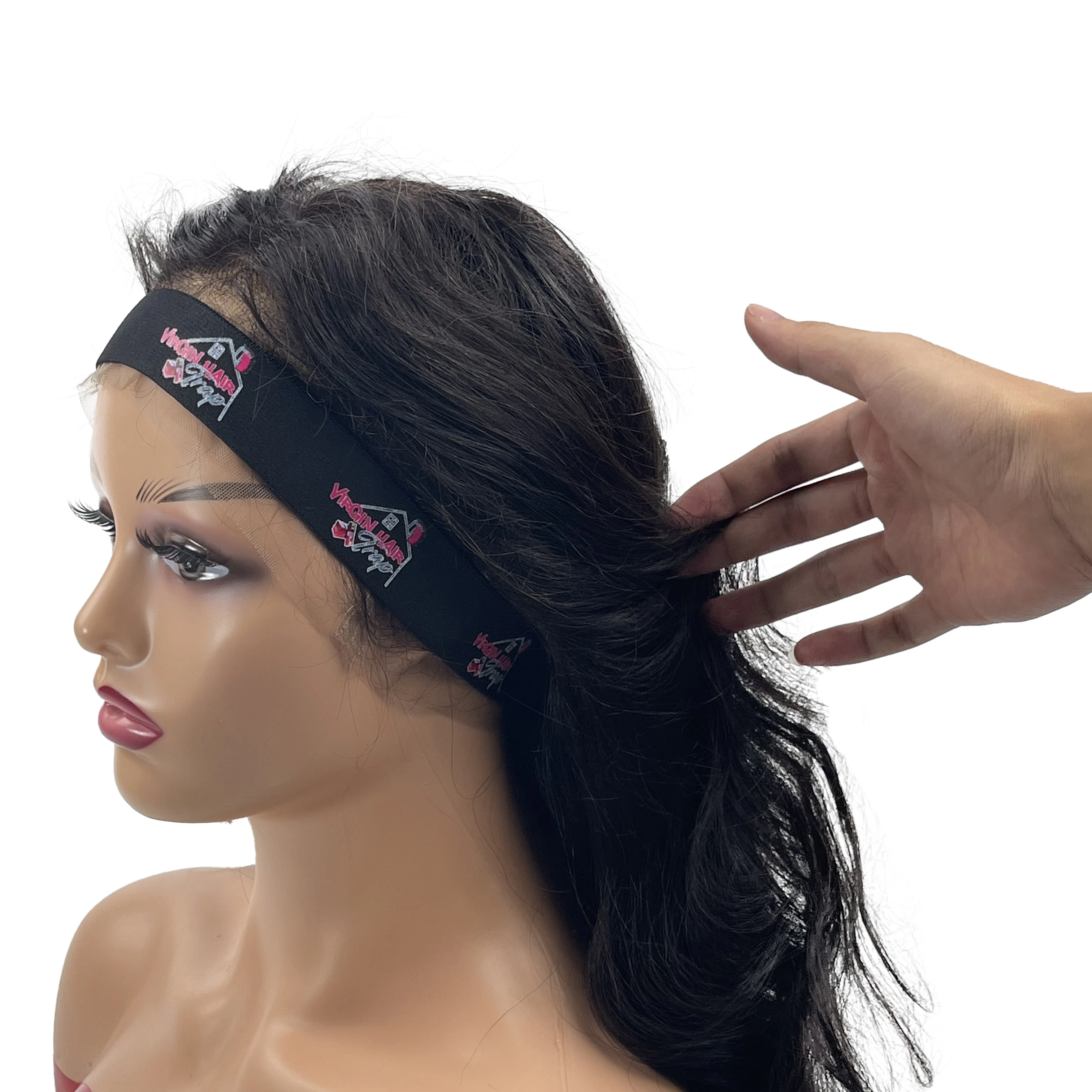 Colorful Custom Logo Printed Lace Wig Band Fashionable Adjustable Braided Hair Bands Edge Slayer Bands For Wig