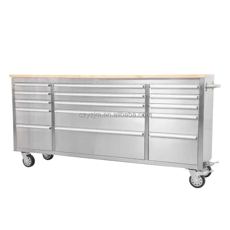 Stainless Steel Rolling Tool Trolley Car Service Equipment Garage Workstation on Wheels Workshop Tool Storage Cabinet