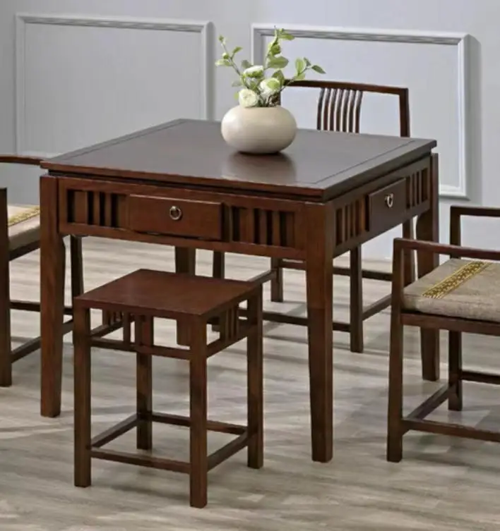 High-quality home entertainment four-person solid wood mahjong table and dining table dual-use