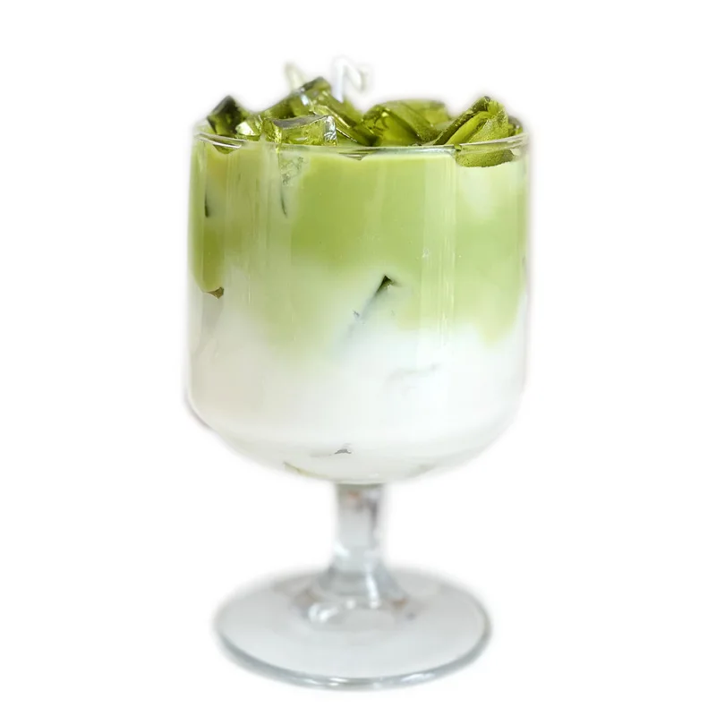 Wholesale Decor Kitchen Soy Wax White Green Short-footed Glass Ice Crea. Custom Food Shaped Scented Candles Creativity