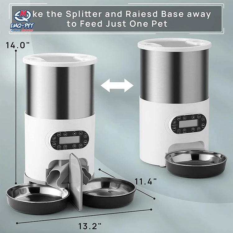 Auto Bowls & Feeders For Dogs Pets Cats Smart AUTO Timed Dog Pet Feeder Cat Automatic Food Dispenser Feeder With Stainless Bowl