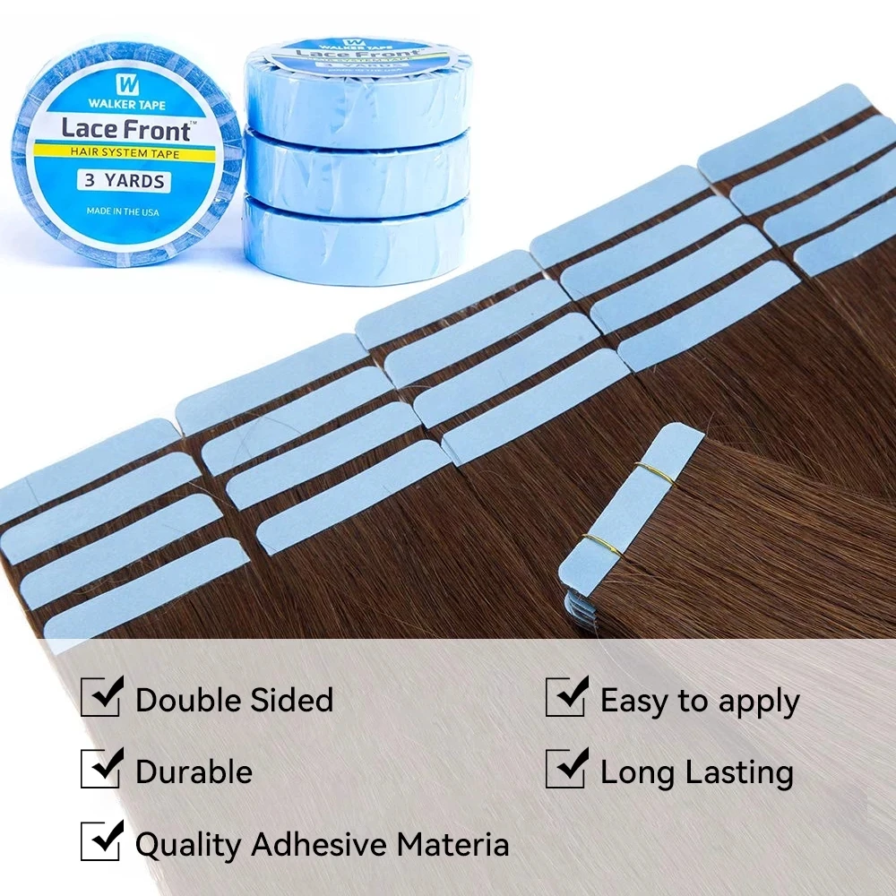 3/12/36 Yards Front Lace Wig Glue Waterproof Double-Sided Tape Strong Hold Wig Glue for Tape Hair Extension Tape Blue Color