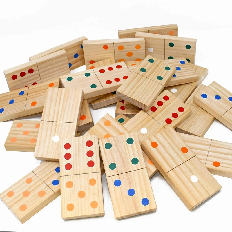 
28-Piece Giant Wooden Domino Games With Carrying Case 