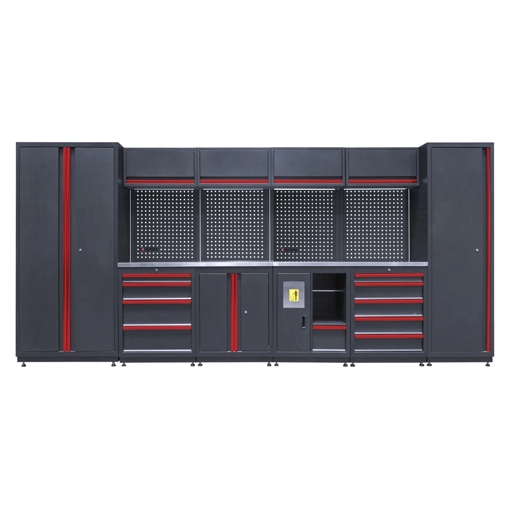 Custom Modular Garage Wall Storage System Professional Metal Tool Cabinet & Wood Workbench for Workshop Use