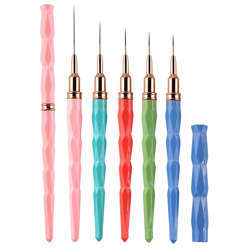 7/ 9/ 11/ 15/ 25mm High Quality Nail Liner Brush Pink Acrylic Brush Kolinsky Nail Art Brush Tool