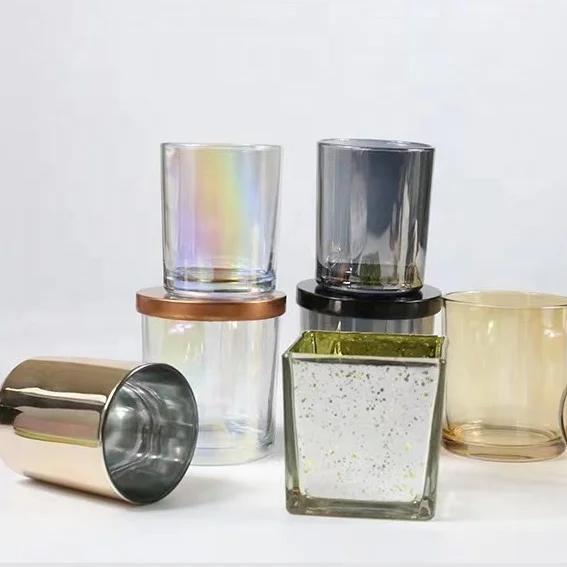 Lowest Price Free Samples Unique 200ml 320ml Iridescent Candle Jar Wholesale Pastel Candle Vessel with Lids Labels and Boxes