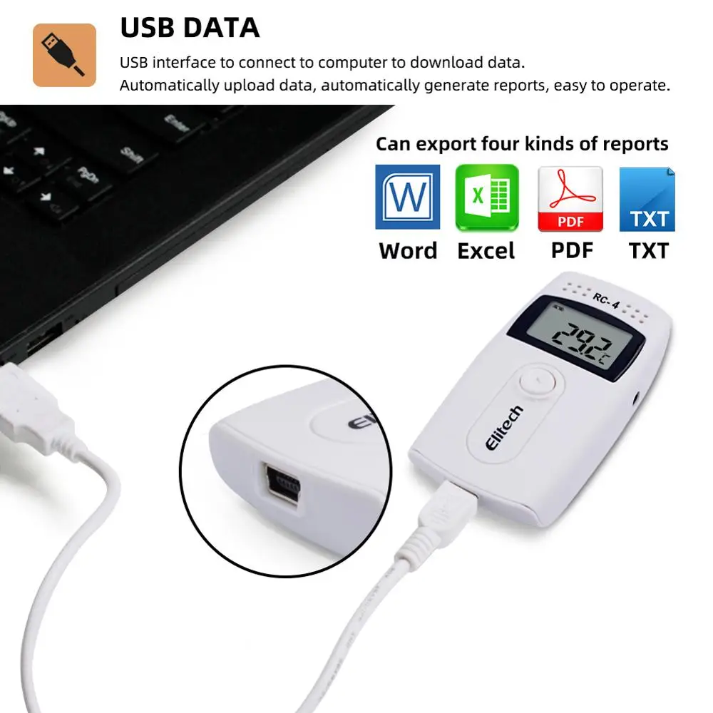  RC-4 цифровой USB Регистратор данных температуры и влажности Встроенный датчик NTC Высокоточный Цифровой термометр