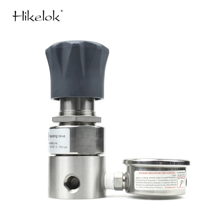 Hikelok 6000 Psig 413 bar Gas Pressure Regulator Stainless Steel Stem High Pressure Reducing Regulators