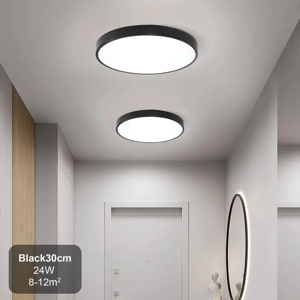 High Lumen Lighting Indoor Led Solid Ceiling Light for Living Room Black Round Led Surface Mounted Panel Light