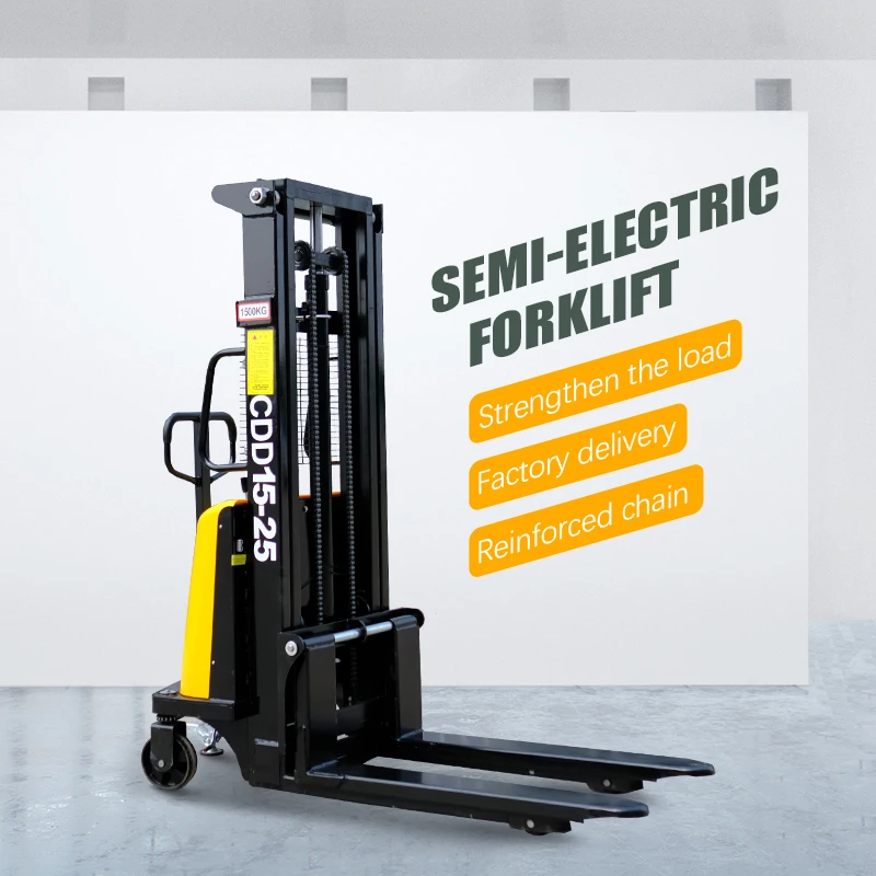 China high quality All Electric Walking Forklift 1.5ton 2ton Pallet Stacker Electric Stacker With Charger Battery Small Space
