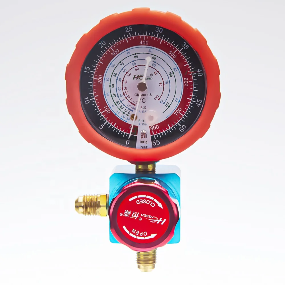 Aluminum two-way valve Manifold  diaphragm manometer with 1.6 precision for AC refrigeration