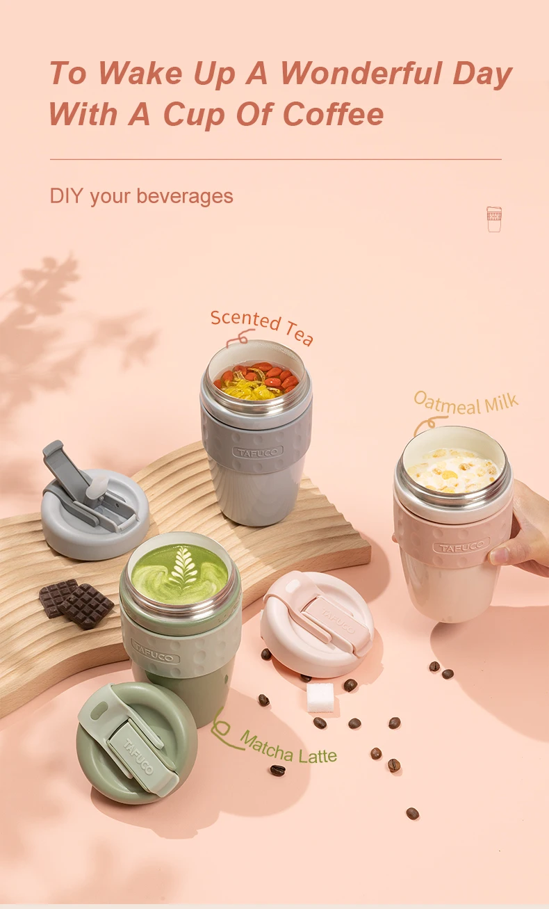 Travel Coffee Mug Insulated Coffee Cups with Dual Lid Stainless Steel Coffee Mugs Spill Proof Double Wall Vacuum Tumblers Reusab