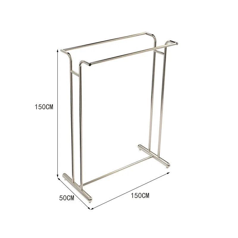 Cloth Shop Powder Coating Iron Black Hanger Shelf Boutique Garment Clothes Display Stand Rack