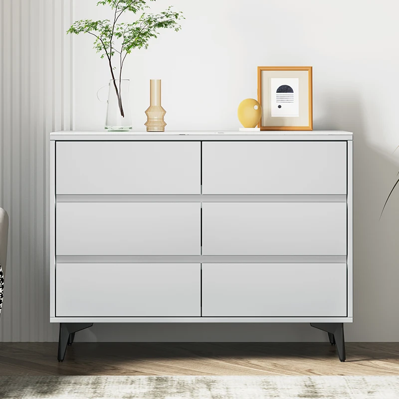 Modern design Simple style drawers living room Wooden locker Bedroom furniture White 6 bucket cabinet