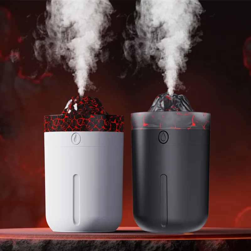 New Design Portable 330Ml H2O Spray Mist Humidifier Mini Volcano Aroma Diffuser Led Light Aroma Diffuser Car Usb Air Humidifier