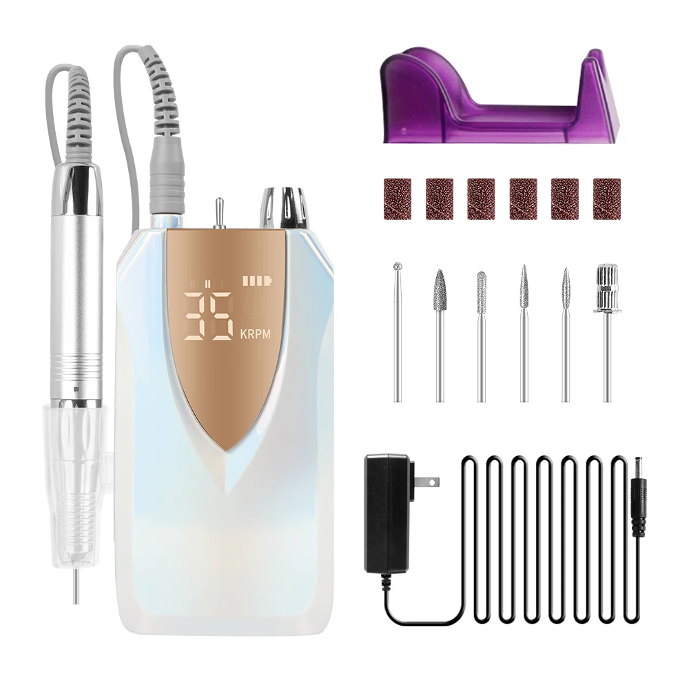 New design Brushless Nail Drill Machine 35000 RPM Professional Portable Rechargeable E-File Electric Nail File