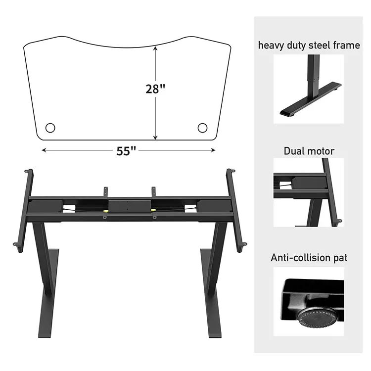 
Economical Wooden Sit Stand Working Luxury Executive Office Principal Stand Up Desk Dual Motor Electric Lifting Office Table 