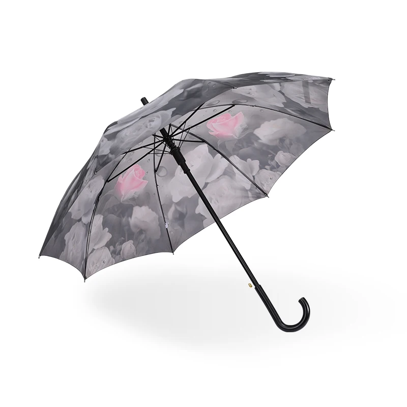 Suppliers Cheap Price Promotion Factory custom logo Plastic Handle Lover Gift Prints Straight Stick Rain Umbrella
