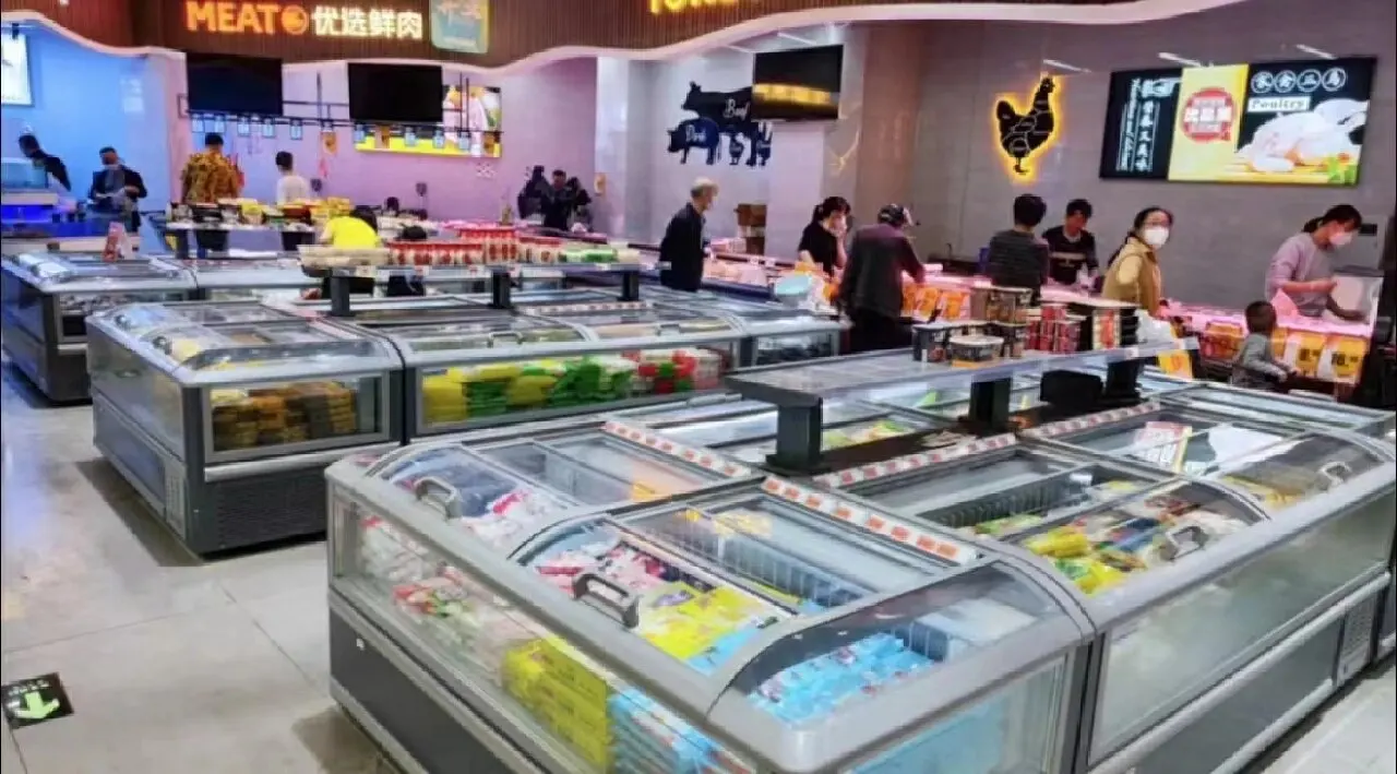 Professional customized Commercial Island Cabinet Supermarket Horizontal Combination Island Cabinet Large Capacity Refrigerator