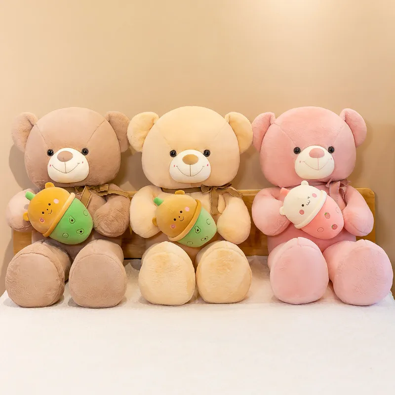 Wholesale prices stuffed toy doll milk tea blue pink large giant soft teddy bear