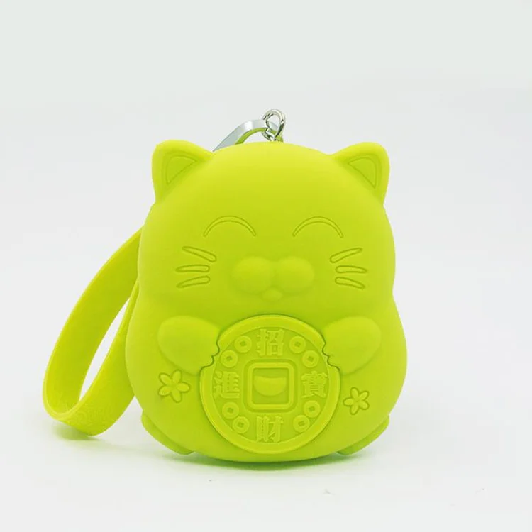 Lucky Cat Cheap 3D Silicone Rubber Cute Change Coin Purse Girls Zipper Mini Wallet