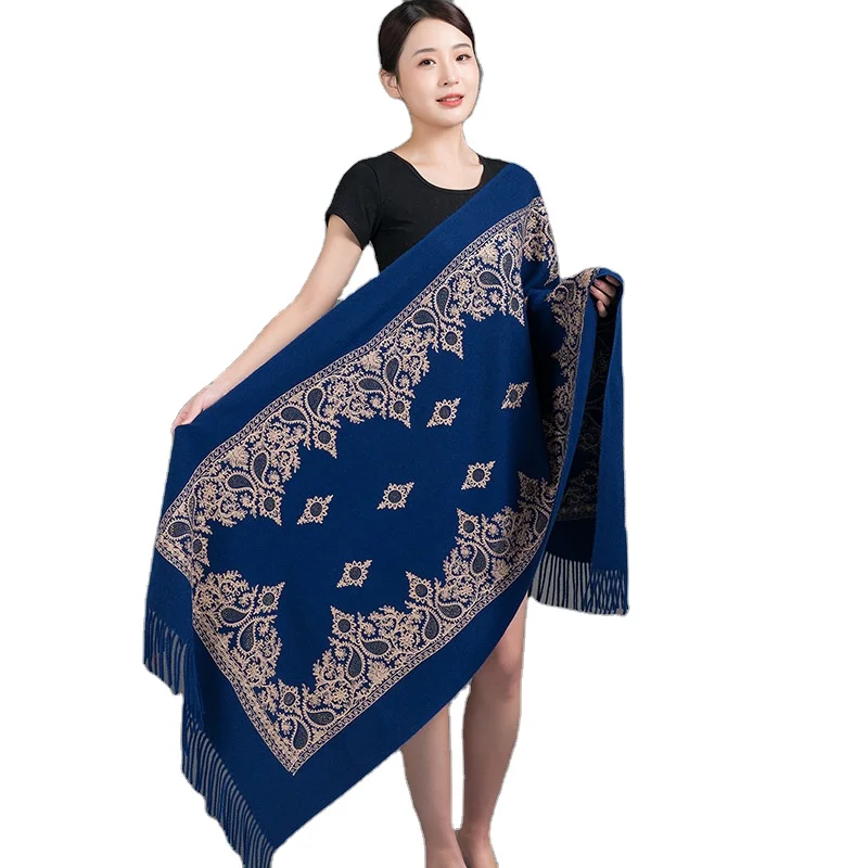 GEERDENG Bestseller Antique Style Paisley Embroidery Cashmere Shawl Long Pashmina Winter 400g Thick Tassel Scarf for Australia