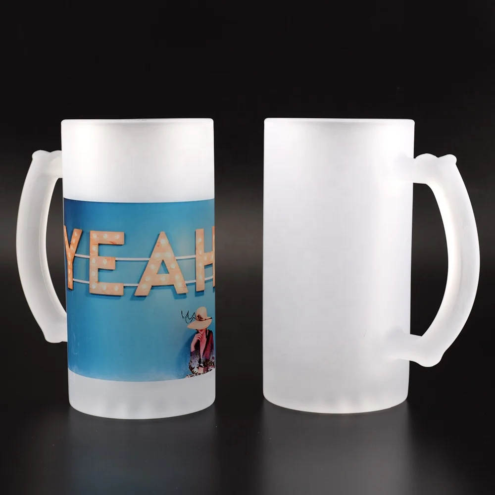 Custom 11oz Frosted Glass Coffee Cups Manufacturers 16oz Sublimation Glass Beer Mug