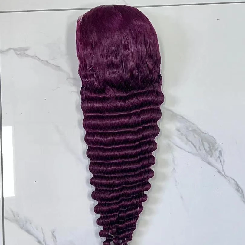 Amara hot selling 28inch deep wave wig human hair vietnamese raw hair wigs burgundy brazilian deep wave wig 13x4 lace human hair